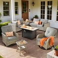 thumbnail image 1 of XIZZI 9-Piece Outdoor Patio Furniture Set, High Back Wicker Sectional with Fire Pit Table & Swivel Rocking Chairs, All-Weather Rattan Conversation Set for Patio & Garden, Dark Gray, 1 of 11