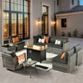 thumbnail image 1 of XIZZI 10 PCS Outdoor Patio Furniture Set Wicker Patio Furniture with Fire Pit and Swivel Rocker,Black, 1 of 11