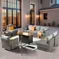 thumbnail image 1 of XIZZI 10 PCS Outdoor Patio Furniture Set Wicker Patio Furniture with Fire Pit and Swivel Rocker,Dark Grey, 1 of 11