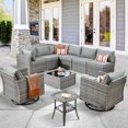 thumbnail image 1 of XIZZI 10-Piece Patio Wicker Rattan Funiture Conversation Set Deep Seat Outdoor Set with Rocking Chair,Dark Grey, 1 of 10