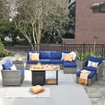 thumbnail image 1 of XIZZI 10 Pieces Outdoor Conversation Set Wicker Patio Furniture Set with Fire Pit Table,Blue, 1 of 11