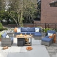 thumbnail image 1 of XIZZI 10 Pieces Outdoor Conversation Set Wicker Patio Furniture Set with Fire Pit Table,Bright Blue, 1 of 11