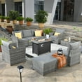thumbnail image 1 of XIZZI 10 Pieces Outdoor Conversation Set Wicker Patio Furniture Set with Fire Pit Table,Grey, 1 of 11