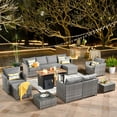 thumbnail image 1 of XIZZI 13 PCS Outdoor Wicker Patio Set Furniture Conversation Set with Fire Pit Table,Grey, 1 of 11