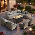 thumbnail image 1 of XIZZI Outdoor Furniture Patio Set with Fire Pit Table Swivel Rocking Chair, Wicker Outdoor Sectional Sofa Conversation Set with Solar Coffee Table for Patio, Garden, Large Villa, Gray, 1 of 11