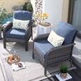 thumbnail image 1 of XIZZI 2 Pieces Outdoor Patio Furniture Set Wicker Rattan Single Chair Set,Blue Cushion, 1 of 6