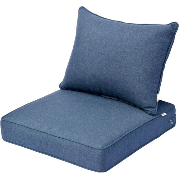 HOOOWOOO 24x24x5 Outdoor Patio Furniture Cushions Replacement,5" Thick Seat Back Chair Cushions Set,Zipper Olefin Sofa Loveseat Cushions for Patio Outdoor Furniture,Denim Blue