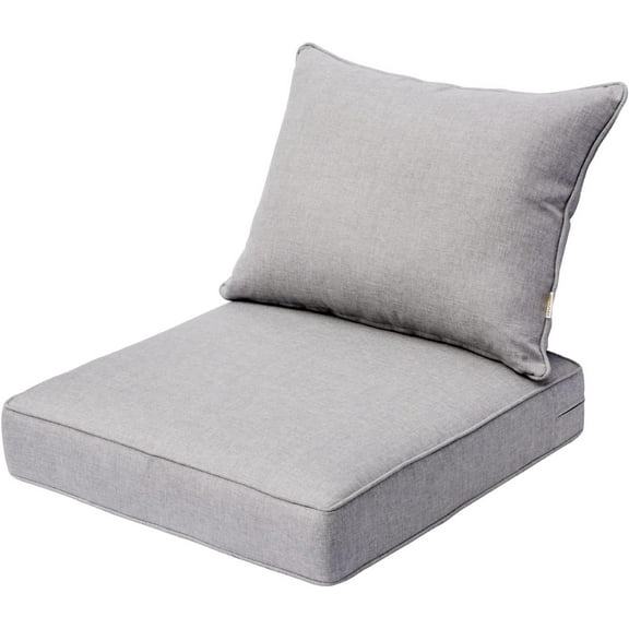 HOOOWOOO 25x25x5 Outdoor Patio Furniture Cushions Replacement,5" Thick Seat Back Chair Cushions Set,Zipper Olefin Sofa Loveseat Cushions for Patio Outdoor Furniture,Light Gray Grey