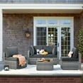 thumbnail image 1 of XIZZI 5 Pieces Outdoor Patio Furniture Set Wicker Rattan Conversation All-Weather Sectional Couch with Glass Coffee Table,Black, 1 of 8