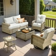 thumbnail image 1 of Hooowooo Patio Furniture 6 Pieces Wicker Furniture Set All-Weather Outdoor Conversation Sectional Sofa Set with Coffee Table and Swivel Chairs for Porch, Gray, 1 of 10