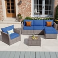 thumbnail image 1 of XIZZI 6-Pieces Outdoor Patio Furniture Sets Fully Assembled, Rattan All-weather Outdoor Sectional Conversation Sofa set with Coffee Table for Garden Backyard, Blue Cushion, 1 of 12