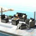 thumbnail image 1 of XIZZI 7 Pieces Patio Outdoor Furniture Set,All-Weather Conversation Wicker Set Sectional Sofa with Fire Pit and Coffee Table,, 1 of 14
