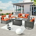 thumbnail image 1 of XIZZI 8 Pieces Outdoor Furniture Sectional Sofa Patio Set with Swivel Rocking Chair and Fire Pit Table,Orange, 1 of 11
