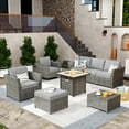 thumbnail image 1 of XIZZI 8 Pieces Outdoor Patio Furniture Set with Swivel Rocking Chairs and Square Fire Pit,All Weather PE Rattan Wicker Patio Sectional Sofa Conversation Set for Garden,Gray, 1 of 14