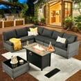 thumbnail image 1 of XIZZI 8 Pieces Patio Furniture Set Wicker Rattan Conversation Set with Propane Gas Fire Pit Table,Black, 1 of 9