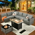 thumbnail image 1 of XIZZI 8 Pieces Patio Furniture Set Wicker Rattan Conversation Set with Propane Gas Fire Pit Table,Dark Grey, 1 of 10