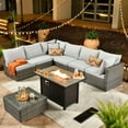 thumbnail image 1 of XIZZI 8 Pieces Patio Furniture Set Wicker Rattan Conversation Set with Propane Gas Fire Pit Table,Grey, 1 of 12