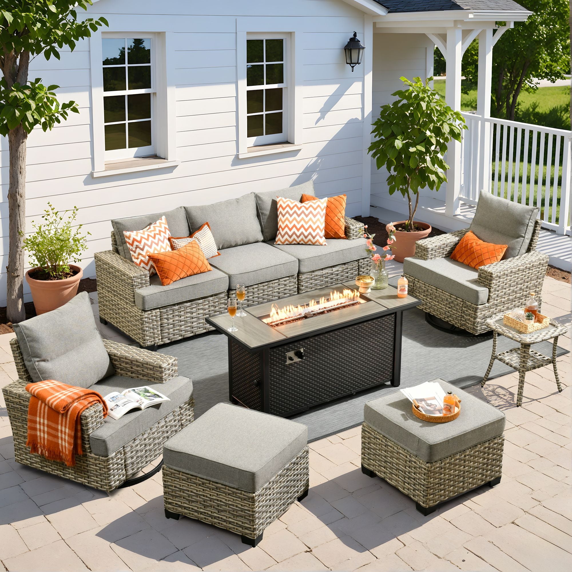 HOOOWOOO 9Piece AllWeather Patio Furniture Set PE Rattan Patio
