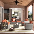 thumbnail image 1 of XIZZI 9PCS Patio Furniture Set Modern Cushioned Conversation Set Rattan Wicker Sofa with Corner Table Swivel Rocking Chair,Orange, 1 of 15