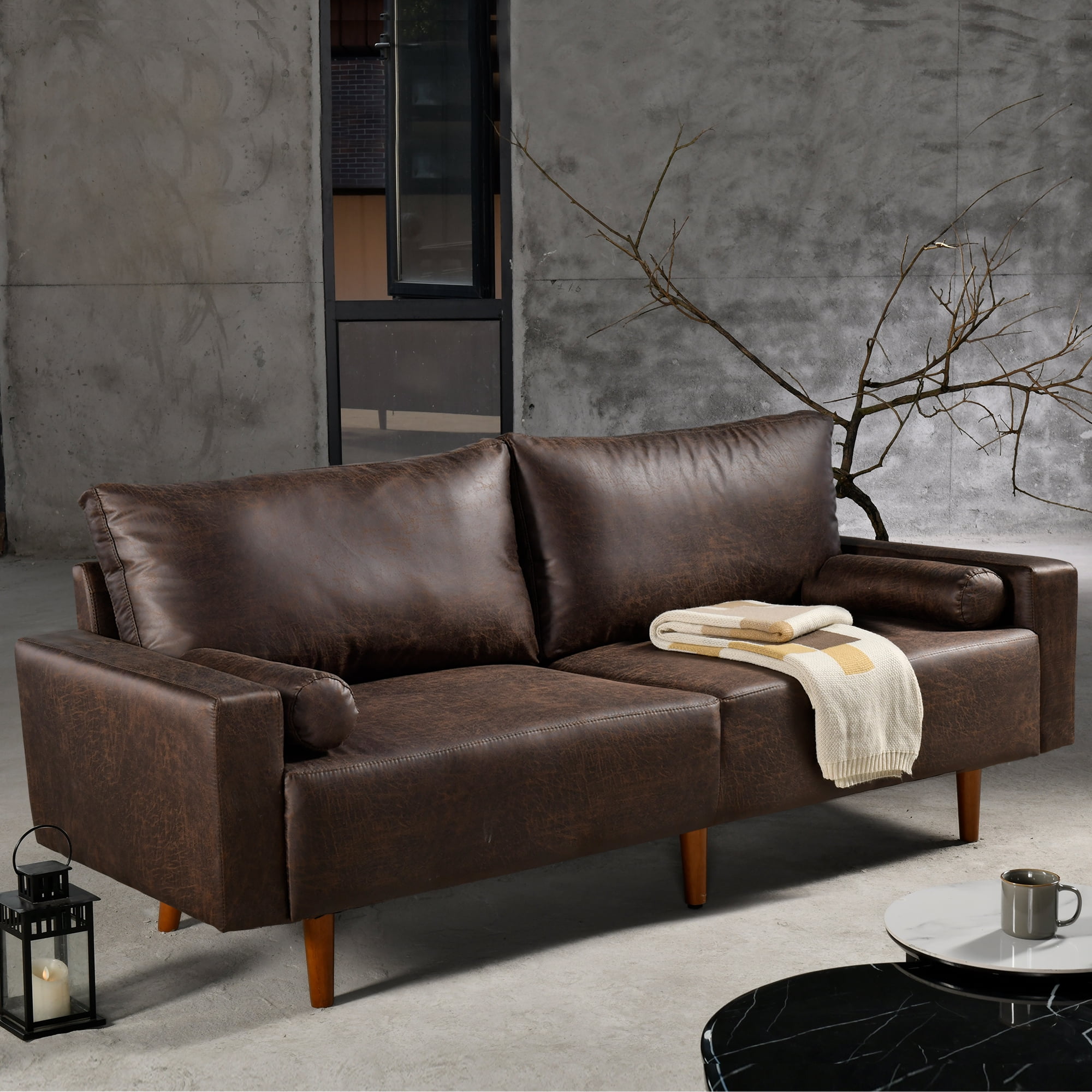 HOOOWOOO Large 2 Seater Modern Sofa Couch 78" Upholstered Nugget Couches for Living Room(Suede