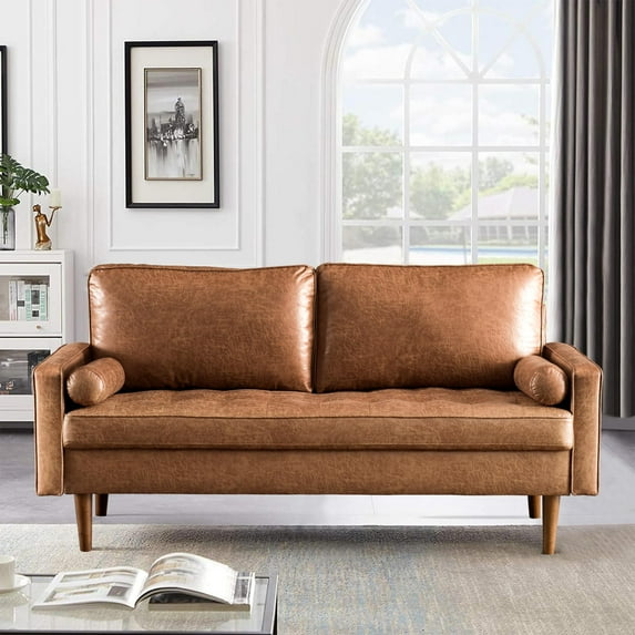 XIZZI Loveseat Sofa Couch Suede Fabric Sofa Modern Accent Couch Lounge,Light Brown