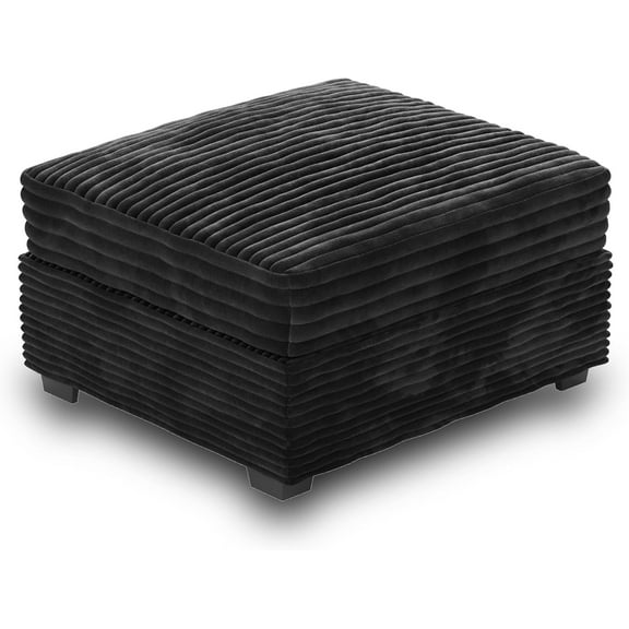 HOOOWOOO Modular Sectional Sofa Couch Matching Ottoman Seat Table Footrest(Black Velvet Corduroy)
