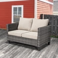 thumbnail image 1 of XIZZI Outdoor Furniture 50" Loveseat Sofa Couch with Gray Wicker Rattan(Beige Cushion), 1 of 8