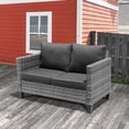 thumbnail image 1 of XIZZI Outdoor Furniture 50" Loveseat Sofa Couch with Gray Wicker Rattan(Black Cushion), 1 of 8