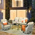 thumbnail image 1 of XIZZI Outdoor Furniture Patio Furniture Set 5 Piece Patio Conversation Set with Solar Coffee Table,Swivel Rocking Chair,Side Table-Beige, 1 of 10