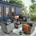 thumbnail image 1 of XIZZI Outdoor Furniture Set 8 PCS Rattan Wicker Patio Conversation Set,Black, 1 of 10