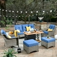 thumbnail image 1 of XIZZI Outdoor Furniture Set High Back 6 Pieces Patio Conversation Set with Gas Fire Pit Table,Diamond Blue, 1 of 7