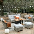 thumbnail image 1 of XIZZI Outdoor Furniture Set High Back 6 Pieces Patio Conversation Set with Gas Fire Pit Table,Grey, 1 of 8