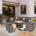 thumbnail image 1 of XIZZI Outdoor Furniture Wicker 11-piece Sectional Set with Swivel Rocking Chair and Fire Pit Table,Black, 1 of 11