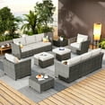 thumbnail image 1 of XIZZI Outdoor Patio Furniture Set 12 Pieces Wicker Sectional Conversation Set No Assembly Modular Sofa Chair Set,Beige Stripe, 1 of 12