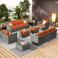 thumbnail image 1 of XIZZI Outdoor Patio Furniture Set 12 Pieces Wicker Sectional Conversation Set No Assembly Modular Sofa Chair Set,Orange, 1 of 12
