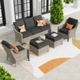thumbnail image 1 of XIZZI Outdoor Patio Furniture Set PE Wicker Rattan 3 Seat Sofa Conversation Set with Chair and Ottoman,Black, 1 of 7