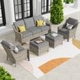 thumbnail image 1 of XIZZI Outdoor Patio Furniture Set PE Wicker Rattan 3 Seat Sofa Conversation Set with Chair and Ottoman,Dark Grey, 1 of 7
