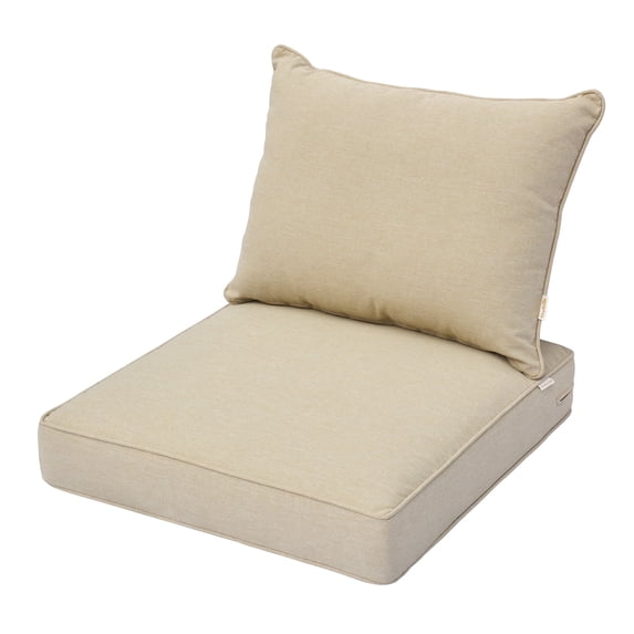 XIZZI Luxury Outdoor Sofa Cushion for Patio Furniture, 25*25*5.7 Deep Seat Cushions and Back Cushion Set for Wicker Chair, Water Resistant Fade Resistant, Beige