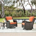 thumbnail image 1 of XIZZI Outdoor Patio Wicker Swivel Rocker Set,3-Piece Rocking Chair Bistro Set with Orange Red Cushions and Coffee Table for Balcony,Brown Wicker, 1 of 10