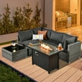 thumbnail image 1 of XIZZI Patio Conversation Set 6 PCS Wicker Furniture Set with Propane Fire Pit Table,Black, 1 of 10