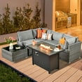 thumbnail image 1 of XIZZI Patio Conversation Set 6 PCS Wicker Furniture Set with Propane Fire Pit Table,Dark Grey, 1 of 10
