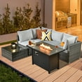 thumbnail image 1 of XIZZI Patio Conversation Set 6 PCS Wicker Furniture Set with Propane Fire Pit Table,Grey, 1 of 10