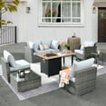 thumbnail image 1 of XIZZI Patio Conversation Set Wicker Rattan Patio Furniture Set with Swivel Rocking Chair and Firepit,Grey, 1 of 1