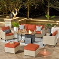 thumbnail image 1 of XIZZI Patio Conversation Sets,6 PCS Outdoor Furniture Set with Fire Pit,Orange, 1 of 8