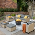 thumbnail image 1 of XIZZI Patio Conversation Sets,6 PCS Outdoor Furniture Set with Wood Burning Fire Pit,Grey, 1 of 8