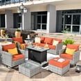 thumbnail image 1 of XIZZI Patio Furniture Sets 10 Pieces with Outdoor Wicker Swivel Rocking Chairs Coffee Table and Fire Pit,Orange, 1 of 11