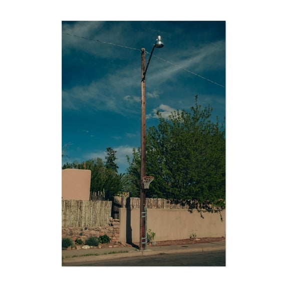 HOOP FINDS A WAY #3 - Santa Fe New Mexico Photography Street Photography Basketball Vintage Rustic Architecture Minimalist Unframed Wall Art Print 4 x 6 inches