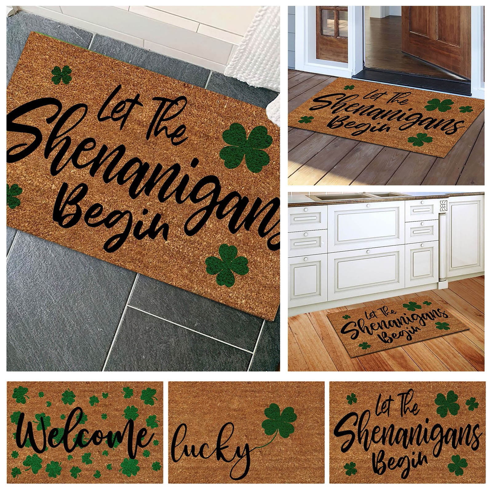 HOOUDO Entry Throw Rug Clearance Sturdy Front Door Mat Irish Day Floor