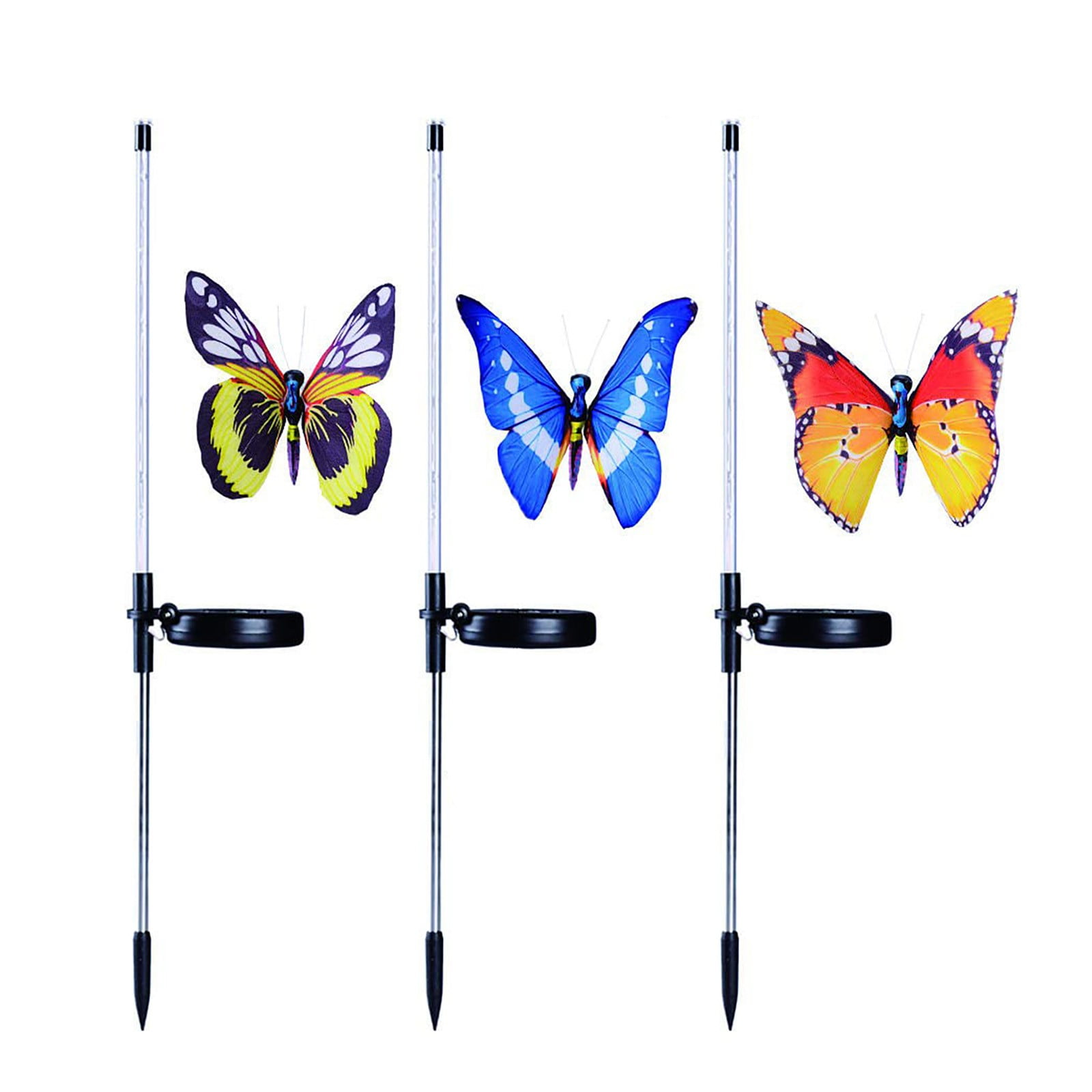 HOOUDO Fiber Optic Butterfly Floor Lamp Clearance Garden Lamps Solar LED Fiber Butterfly Ground