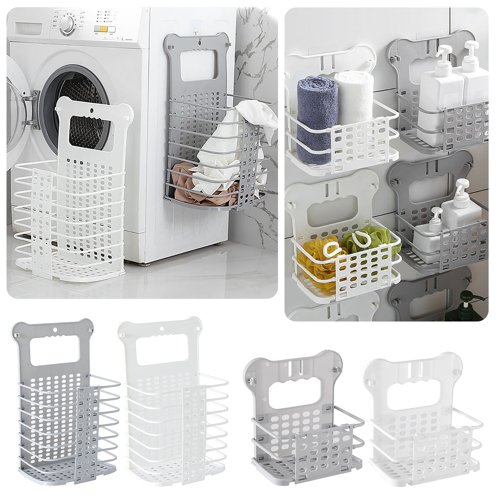 HOOUDO WallMounted Laundry Basket Clearance Foldable Plastic Small